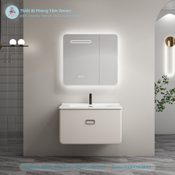 TỦ LAVABO BO TRÒN TONE MÀU KEM SANG CHẢNH TLV_DO-3302-80