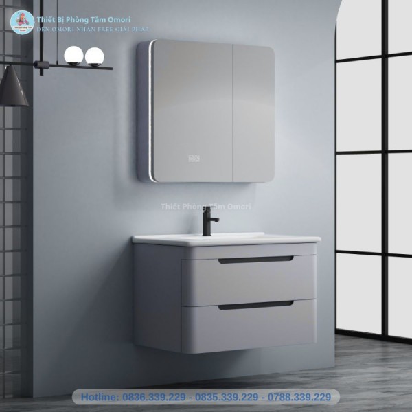 TỦ LAVABO BO TRÒN TONE MÀU XÁM HOT TREND – TLV_DO-T19X-80